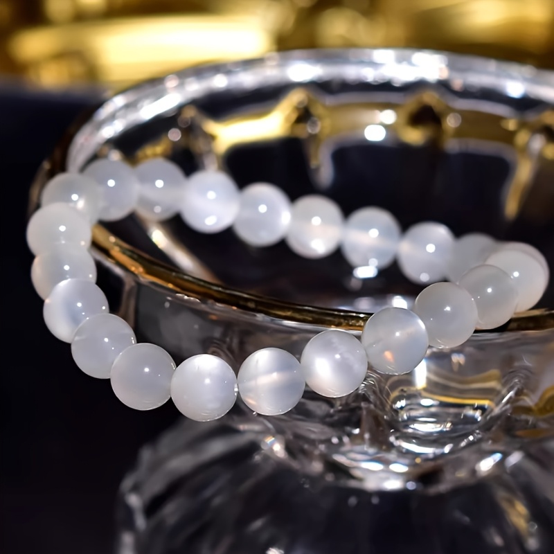 Natural White Moonstone Beaded Bracelet